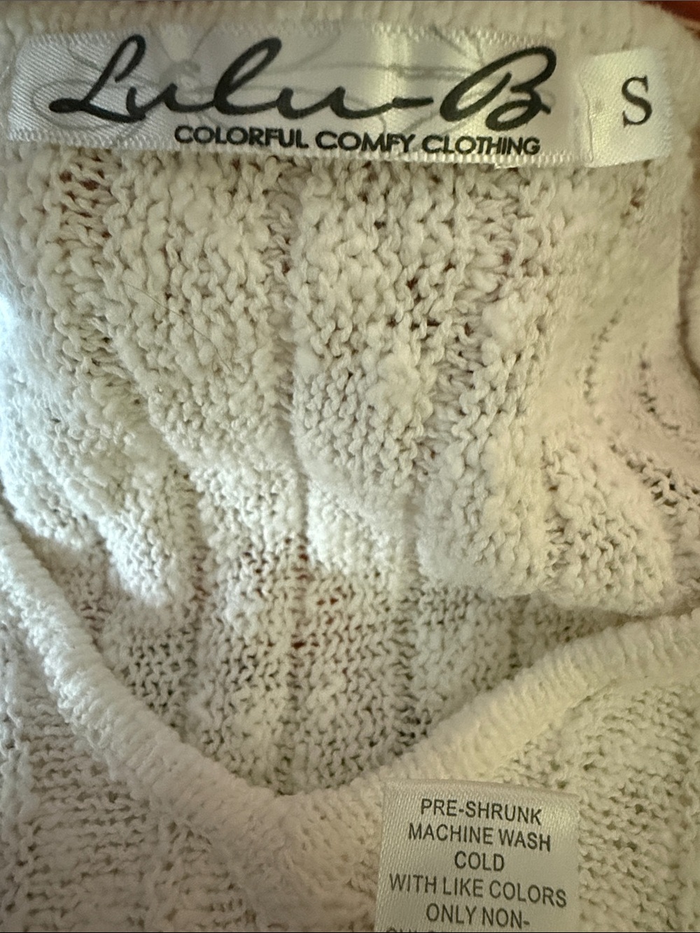 Lulu-B White Ribbed Knit Tunic Sweater Cotton Henley Size S Coastal Grandmother - Picture 4 of 9